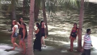 Pattaya Beach Walk NASTY MILF jerks me off and I cum into her waiting frowardness for 500 Baht