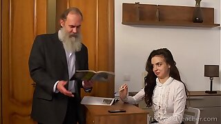 Tricky Old Teacher - Old teacher with say no to beautiful natural boobs Milana Witchs